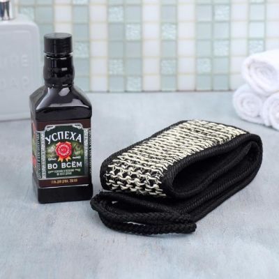 Набор "23 Февраля" виски гель для душа 250 мл аромат бергамот и пачули, мочалка