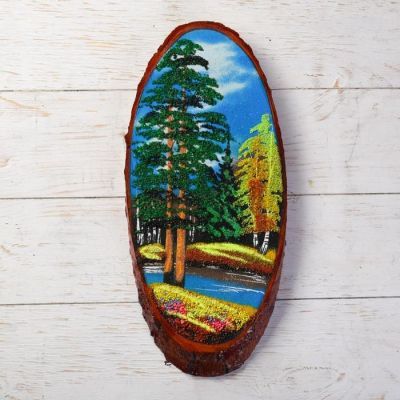 Панно на спиле "Осень", 40 см, каменная крошка, вертикальное, микс