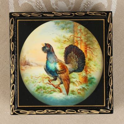 Шкатулка «Глухарь», 10×10 см, лаковая миниатюра