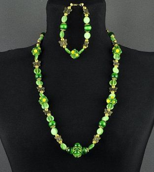 Авторские бусы Кошачий глаз "Летний Полдень" арт.ШМЛ-303