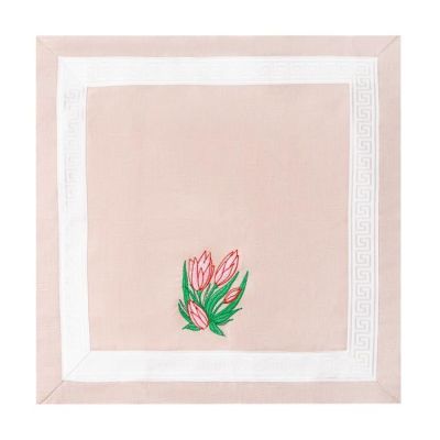 Полотенце в коробке льняное Тюльпаны 42х42 см, МИКС
