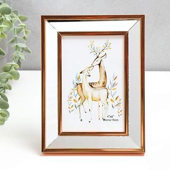 Фоторамка пластик 10х15 см "Зеркало с медной обводкой" 20х15,4 см