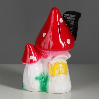 Копилка "Мухомор-Теремок", глянец, разноцветная, 30 см