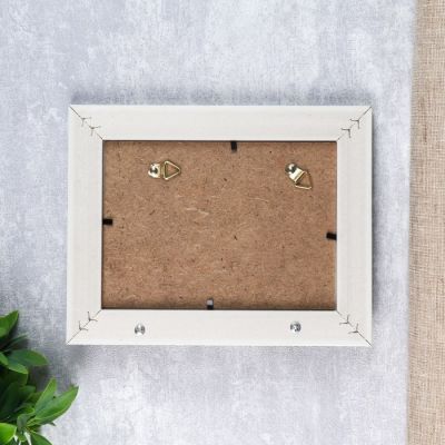 Фоторамка пластик с крючками 13х18 см "Зебра" золото на белом 18х23х3,5 см