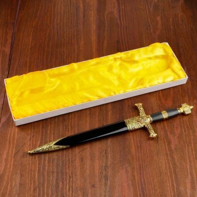 Сувенирное изделие кортик, на рукояти львы 40 см металл,пластик