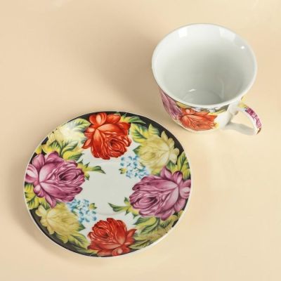 Сервиз чайный Доляна «Роспись»,4 предмета: 2 чашки 210 мл, 2 блюдца