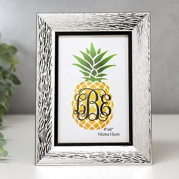 Фоторамка пластик 10х15 см "Кора серебряная с чёрной рамкой" 19,7х14,7 см