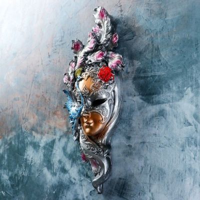 Венецианская маска "Павлин" цветной 35см