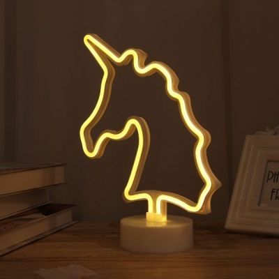 Светильник неоновый "Голова единорога"