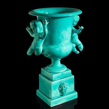 Ваза интерьерная "Ангелы" бирюзовая глянцевая