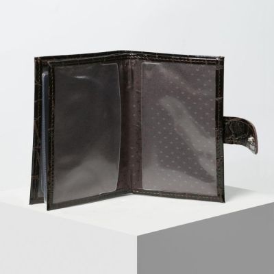 Обложка для автодокументов и паспорта, отдел для купюр, скат, цвет коричневый