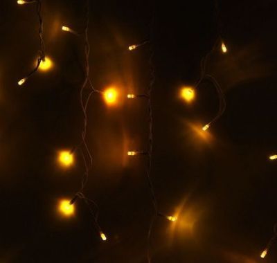 Гирлянда уличная "Бахрома" (Ш:3 м, В:0,6 м, нить белая, желтый)