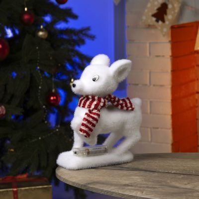 Светодиодная фигура «Оленёнок» 18 × 28 × 14 см, флок, батарейки ААх2 (не в комплекте), свечение тёплое белое