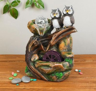Фонтан настольный с подсветкой "Две совы" (21 х 27 см)