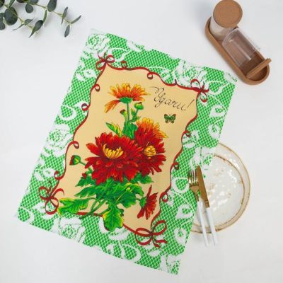 Полотенце вафельное в коробке "Удачи" 45х60 см, салатовый, 160 гр/м, хл,