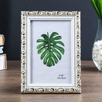 Фоторамка пластик 10х15 см "Валентайн" белая с золотым рисунком 18х13 см