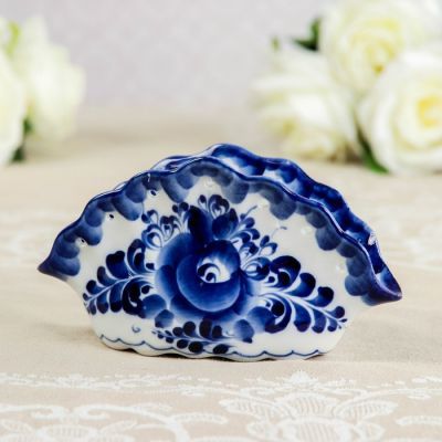 Салфетница «Ракушка с бабочкой», 16×4×8,5 см, гжель