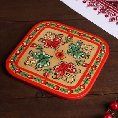 Подставка под горячее, 17×17 см, борецкая роспись