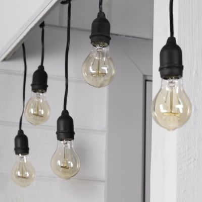 Гирлянда «Ретро белт-лайт» со свесами 10 и 20 см, 10 м, IP54, УМС, 2W, тёмная нить, шаг 50 см, Е27, 220 В