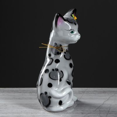 Копилка "Кошка Лиза", глянец, серая, 27 см