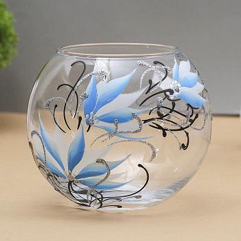 Ваза "Венеция" голубая   11,7х10,7см V=800мл, d=7,5см