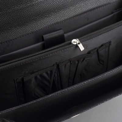 Портфель деловой, 2 отдела, 2 наружных кармана, длинный ремень, цвет чёрный