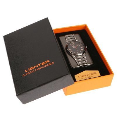 Зажигалка электронная "Наручные часы" в подарочной коробке, USB, спираль, 4х6 см