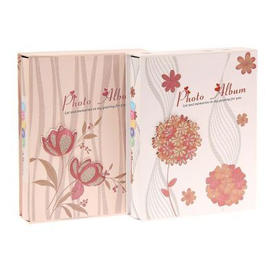 Фотоальбом на 100 фото 10х15 см "Цветы с блёстками" МИКС в коробке 26,3х20,5х5,5