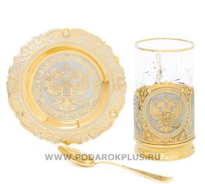 Чайный набор "Герб" с фианитами