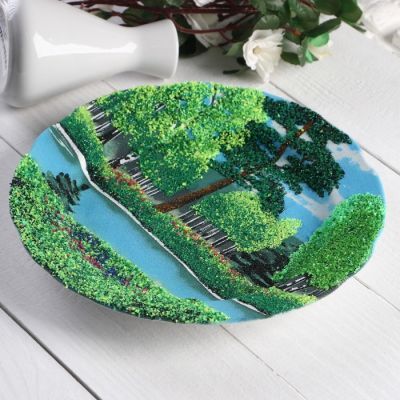 Тарелка фарфоровая "Лето", каменная крошка, D=24 см