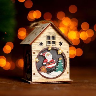 Световой декор с подвеской «Домики» 9 см, МИКС