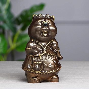 Копилка "Кошка дама", бронзовый цвет, 17 см