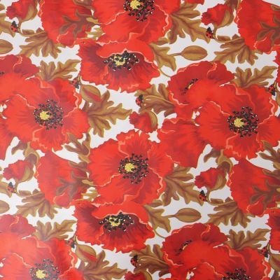 Клеёнка столовая на тканевой основе Доляна «Маки», рулон 20 метров, ширина 137 см
