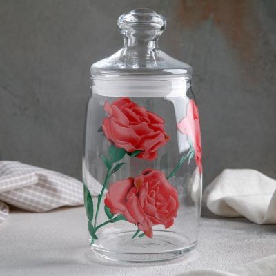 Банка для сыпучих «Дикая роза», 1,1 л, крышка, рисунок МИКС