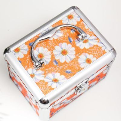 Шкатулка металлокаркас сундучок "Ромашки на оранжевом" 13х16,7х12,8 см