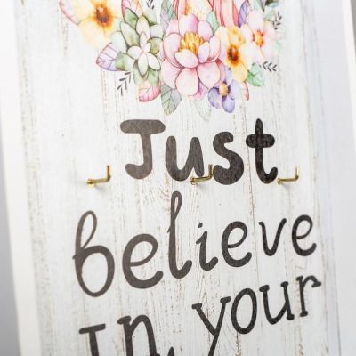 Крючки декоративные дерево "Единорог и цветочный венок" 30х24х2,8 см