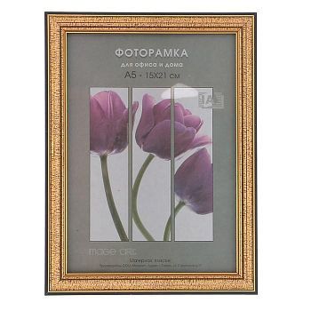 Фоторамка 15х21 см пластик 296 золото (25/1000)
