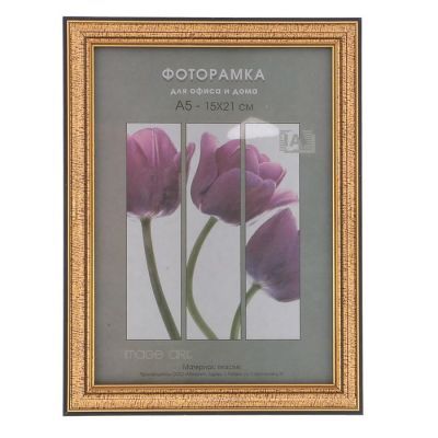 Фоторамка 15х21 см пластик 296 золото (25/1000)