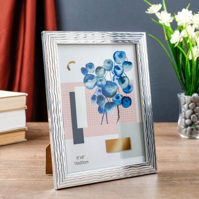 Фоторамка пластик 15х20 см "Волны на серебре" 22,6х17,6х1 см