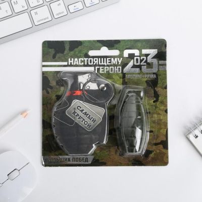 Набор "Настоящему герою", блокнотик и ручка - граната