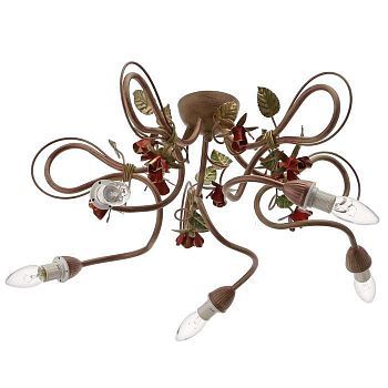 Люстра 5581/5 5х40Вт Е14, кремовый/зеленый/розовый, 70х30 см