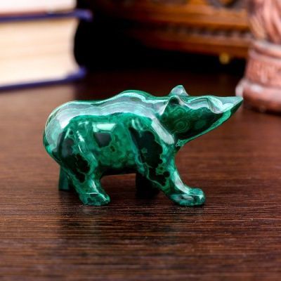 Сувенир "Медведь средний", натуральный малахит