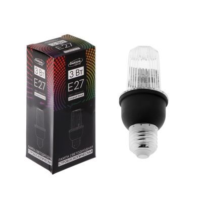 Лампа светодиодная Строб, прозрачная, Е27, 4LED, 3 Вт, 220 В, 6500К, белое свечение