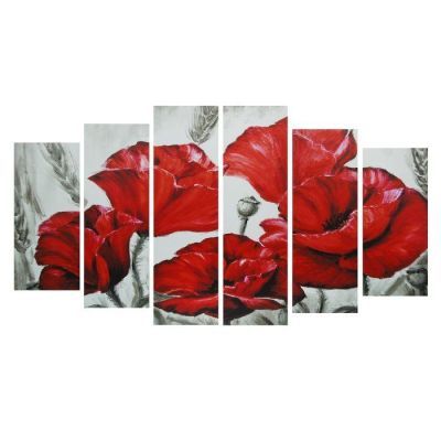 Картина модульная на подрамнике "Яркие маки" 2-25*57,5; 2-25*74,5; 2-25*84,5 см  150*84,5см