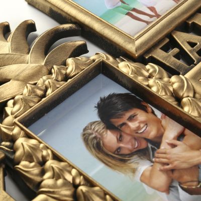 Фоторамка пластик на 5 фото 10х15 см "Ананас" тёмное золото 30,5х50 см