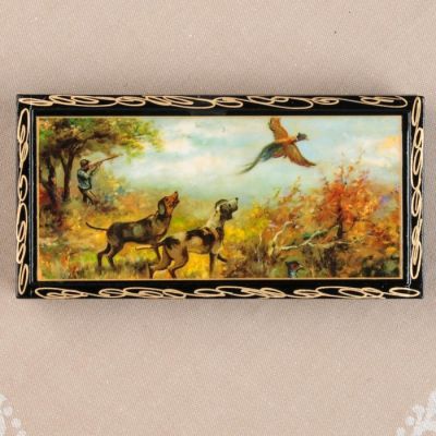 Шкатулка - купюрница «Охота», 8,5×17 см, лаковая миниатюра