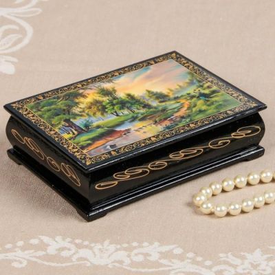 Шкатулка «Ручей», 10×14 см, лаковая миниатюра