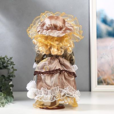 Кукла коллекционная керамика "Маленькая мисс в карамельном платье" 30 см