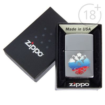 Зажигалка ZIPPO 250 Двуглавый орёл с покрытием High Polish Chrome