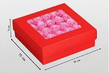 Набор мыльных роз в подарочной коробке "С 8 Марта" (40 розочек) + мини-открытка "С 8 Марта" + пакет с 8 марта